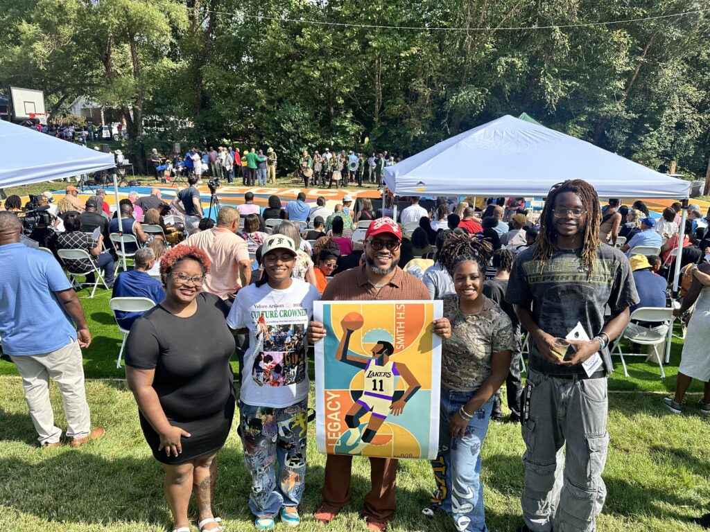 Lead Artist Xavier Carrington and Students